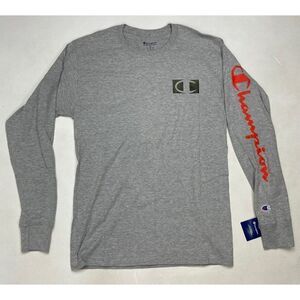 Champion Graphic T-shirt Men Medium Gray Long Sleeve GT78H NWT